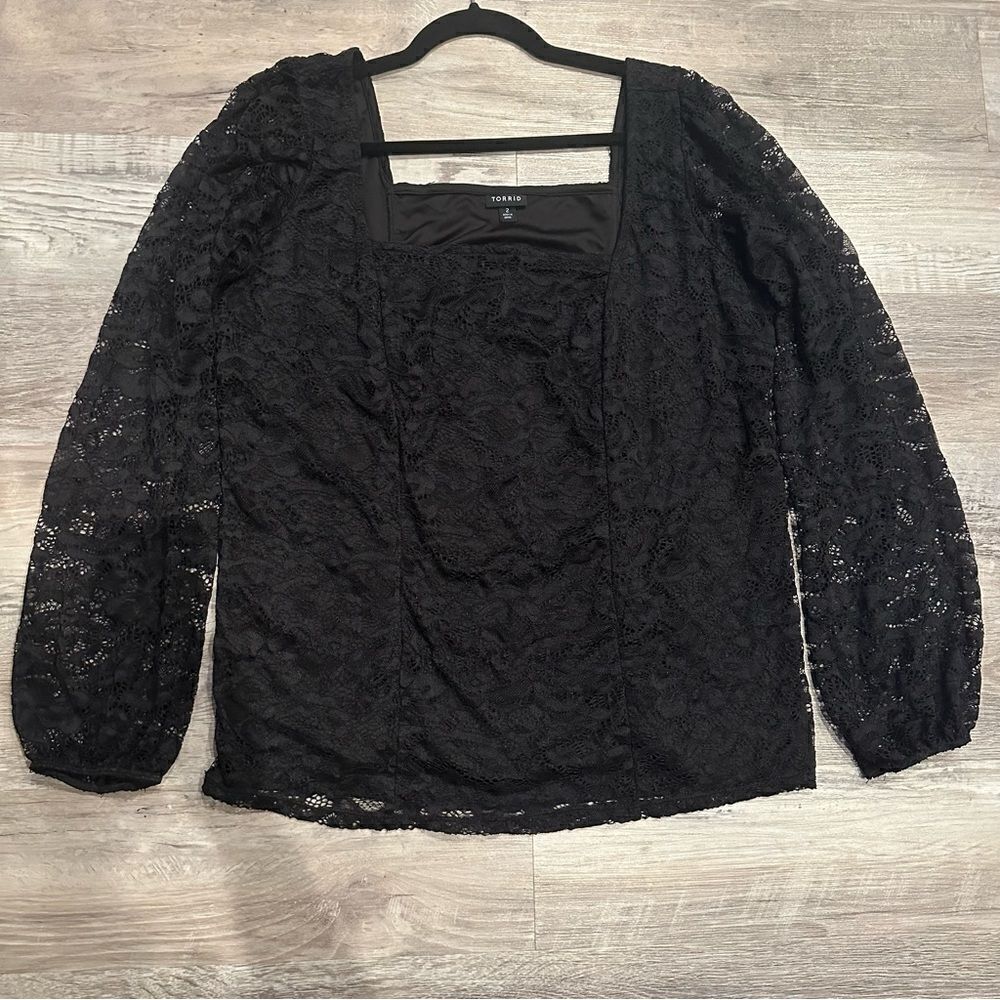 TORRID Lace Blouse Top Women Size 2X Long Sleeve Witch Goth‎ Boho Whimsigoth